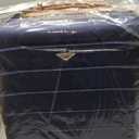 Flight Knight Carry On Suitcase 18x14x8" Hardside Built In TSA Lock & USB Port Lightweight Luggage Silent Double Spinner Wheels Maximum Underseat Carry-On Bag For American & United Approved Airlines Navy/Tan