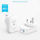 Anker USA to UK International Plug Adapter, Travel Adapter, 15W Max with 2 AC, 2 USB-C, and 1 USB-A Port, Ideal for iPhone 15, iPad Air, and More, Compact for Travel, Cruise (TUV Listed)