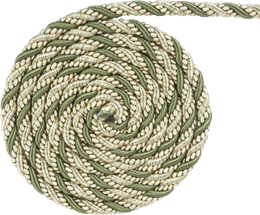BEL AVENIR Twisted Cord, 0.43 inch 10Yards Cord Trim Basic Sewing Luxury Multicolor Handmade Crafts Nylon Cord for DIY, Home Decor, Embellishment(Green)