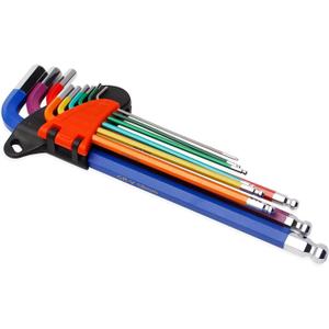 9 PCS Allen Wrench Set, Cr-V Metric Hex Key Set 1.5-10mm, L Key Set with Color-coded & Storage Bracket for Bike Repair, Furniture Assembly, Motorcycle Maintenance