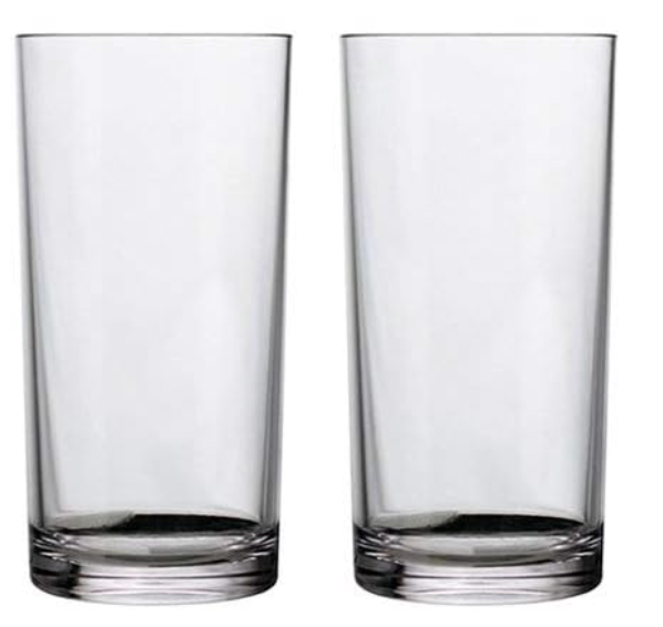 Pack Of 2 US Acrylic Classic Clear Plastic Reusable Drinking Glasses, 16oz