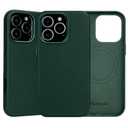 Rumwot for iPhone 16 Pro Max Leather Case Compatible with MagSafe Green | Full Grain Genuine Leather | Wireless Charging | Metal Buttons Camera Bezel | Slim Fit | Drop and Scratch Resistant
