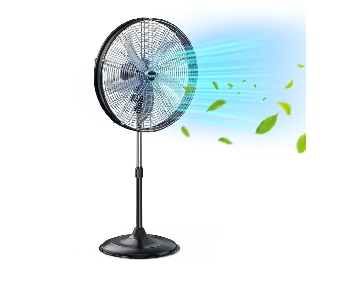 5300 CFM 20" High Velocity Industrial Pedestal Fan, 3-Speed Professional Oscillating Standing Fan with Drum Head, Heavy Duty Metal Fan for Commercial, Warehouse, Garage, UL Listed