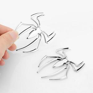 6 x 3D Spider Chrome Emblems Badges Sticker Car Vehicle, Truck, Motorcycle, RV, Scooter, SUV, Door, Window, Room, Wall and More Decoration (2Pcs-Silver)