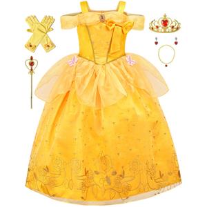 Avady Princess Dresses for Girls Princess Costume Kids Off Shoulder Halloween Birthday Party Dress Up Clothes