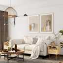 Leomonio Nightstand, Modern Beside Table with Storage Drawer and Open Wood Shelf, Small End Side Table with Glass Decorative Door and Gold Frame, for Living Room, Bedroom (Oak-4)