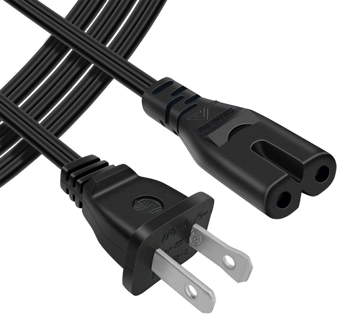 Powseed 6Ft 2-Prong Power Cord 2 Slot AC Adapter Cord for HP Dell Samsung Sony Asus Acer Toshiba Laptop Charger LED LCD Monitor TV Epson Lexmark Printer PS3 Slim PS4 PS5 Xbox