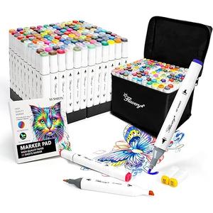 Alcohol Markers 120 Colors - Dual Tip Permanent Markers with Base, Art Drawing Supplies, Color Markers Pens for Adult Kids Gifts, Coloring Painting