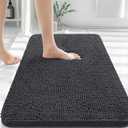 OLANLY Bathroom Rugs 36x24, Extra Soft Absorbent Chenille Bath Rugs, Rubber Backing Quick Dry, Machine Washable Bath Mats for Bathroom Floor, Tub and Shower, Home Decor Accessories, Dark Grey