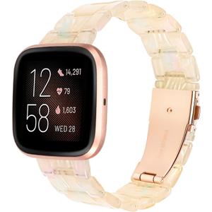 Wearlizer Resin Band Compatible with Fitbit Versa/Versa 2 /Versa Lite/Versa SE Bands for Women Men Lightweight Bracelet Replacement Wristband Strap for Versa 2 Smartwatch, White