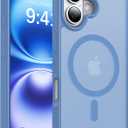Magnetic for iPhone 16 Case, [Compatible with MagSafe][Military-Grade Drop Protection][Anti-Yellowing] Shockproof Protective Translucent Matte Cover for iPhone 16 Phone Case,Light Blue