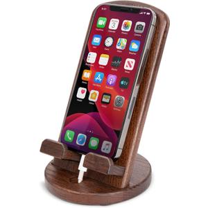 TESLYAR Wood Cell Phone Stand  Elegant Phone Holder for Nightstand & Desk | Portable Office Gift for Men, Dad & Husband | Compatible with iPhone & Android