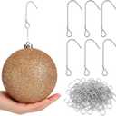 Therwen 50 Pcs Heavy Duty Christmas Ornaments J Hooks Christmas Ornament Hangers Xmas Tree Hanger Metal Hooks for Hanging Larger Heavier Decorations