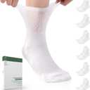 Bulinlulu Bamboo Viscose Diabetic Socks, 6 Pairs Non Binding Ankle Socks, Reinforced Toe, Size 6-9/9-11/13-15 (Medium, White)