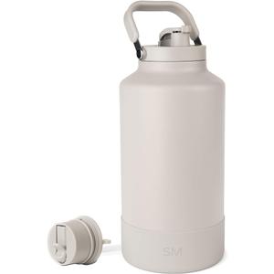 Simple Modern Trek Pivot | Gallon Water Bottle Jug with Handle & Boot | Interchangeable Straw & Chug Lids | Large Insulated Stainless Steel | Sports Camping Outdoors | 128oz, Almond Birch