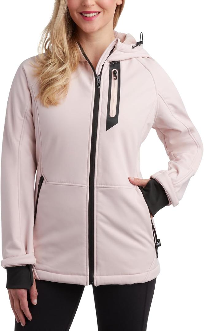 Spyder Womens Softshell Jacket - Lightweight Terry Fleece Hoodies for Women Water Resistant Zip Up Womens Windbreaker Jacket (Pink, L)
