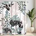 Pink Leaf Shower Curtain for Bathroom, Waterproof Fabric Leaves Bathroom Curtains Washable Tropical Plants Shower Curtain Set with 12 Pcs Hooks, 72x72 Inch