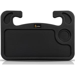 EcoNour 2 in 1 Car Steering Wheel Desk, Tray for Laptop Car Mount with Pen Holder| Food Tray for Eating with Drinks Holder | Multipurpose Travel Car Accessories (Black)