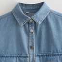 Perbai Womens Cropped Button Down Shirt Summer Collared Sleeveless Loose Denim Top with Pockets (Red, M)