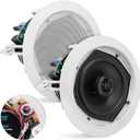 Pyle Ceiling and Wall Mount Speaker -5.25 2-Way 70V Audio Stereo Sound Subwoofer Sound with Dome Tweeter, 300 Watts,In-Wall & In-Ceiling Flush Design for Home Surround System - Pyle PDIC53T (White)