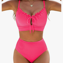 BMJL High Waisted Bikini Sets for Women Textured Tummy Control Swimsuits Two Piece Cutout Beach Swim Bathing Suits, Size M