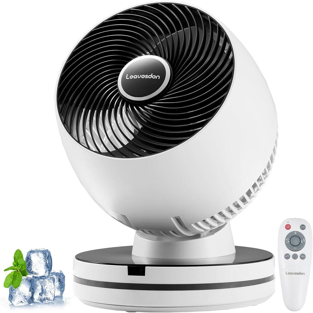 Air Circulator Fan 0dB Quiet 15.75 Inch Table Fans for Bedroom, 12 Speeds, 12H Timer, Auto Temperature Control Oscillating Fan Desk Fan with Remote for Home Office Dorm