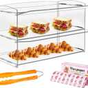 Acrylic Display Case 2 Tier Bakery Pastry Display Case 19x9x15inch Retail Display Counter Cases Acrylic Display Shelf Donut Cookie Display Cabinet Plastic Case