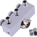 Airbrush Manifold 3 Way Airbrush Hose Splitter Manifold Fitting 1/8" with Adjust Knob Valve