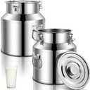 FillTouch 2 Pcs Stainless Steel Milk Can 22L/ 5.81 Gallon Heavy Duty Metal Milk Water Dispenser Container Pail Jug with Locking Sealed Lid Food Wine Oil Storage Container for Home Farm Kitchen (EXP 12/31/27)