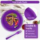 200pcs Purple Plastic Plates Party Supplies, Disposable Purple Party Plates, 50 of Each 9" Dinner Plate, Napkins, Cups & Cutlery Dinnerware Party Decorations for Graduations, Birthday, Wedding