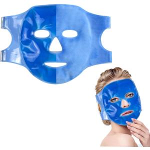 Ice Face Mask for Puffy Eyes & Dark Circles - Cooling Eye mask for Face, Eye Relief, Headaches, Skin Care & Post-Laser Care, Reusable & Washable - (Blue)