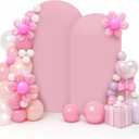 LEBENGURU Set of 2 Upgraded Wedding Arch Cover, 6.6FT,7.2FT Dusty Pink Spandex Fitted Arch Backdrop Cover, Round Top Chiara Stand Covers for Birthday Party Baby Shower Banquet Balloon Dcor