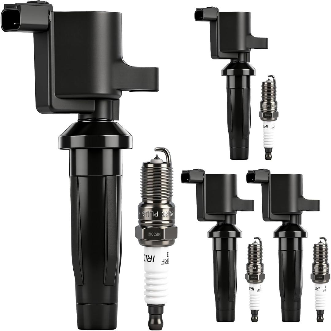 Autoexact Ignition Coil Pack and Iridium Spark Plugs Kit Fit for Ford 2005-2011 Focus 2010-2012 Fusion 2005-2012 Escape Transit Connect Mazda 3 Tribute Mariner 2.0L 2.3L L4, Replaces FD505 7164 4 Sets