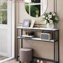 VASAGLE Console Table, 2-Tier Narrow Sofa Table with 2 Shelves, 7.9 x 39.4 x 31.5 Inches, for Living Room, Hallway, Entryway, Marble White and Ink Black ULNT131W59V1