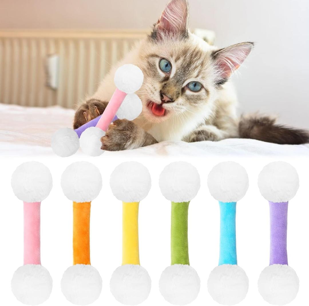 CiyvoLyeen Swabs Catnip Toys Set of 6 Soft Plush Kicker Toys - Interactive Kitty Kick Sticks for Cat Lovers Gift - Sturdy Teething Chew Toy