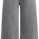 Girls Wide Straight Leg Loose Sweatpants Elastic Waist Drawstring Jogger Pants Dark Grey 11-12Y 