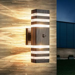 Motion Sensor Outdoor Wall Light Fixture Up Down Porch Lights Modern Dusk to Dawn Exterior Sconce Wall Mount Outside Coach Lantern for House Front Door Garage (Include 2 Free Dimmable Bulbs) (1 Pack with Motion Sensor)