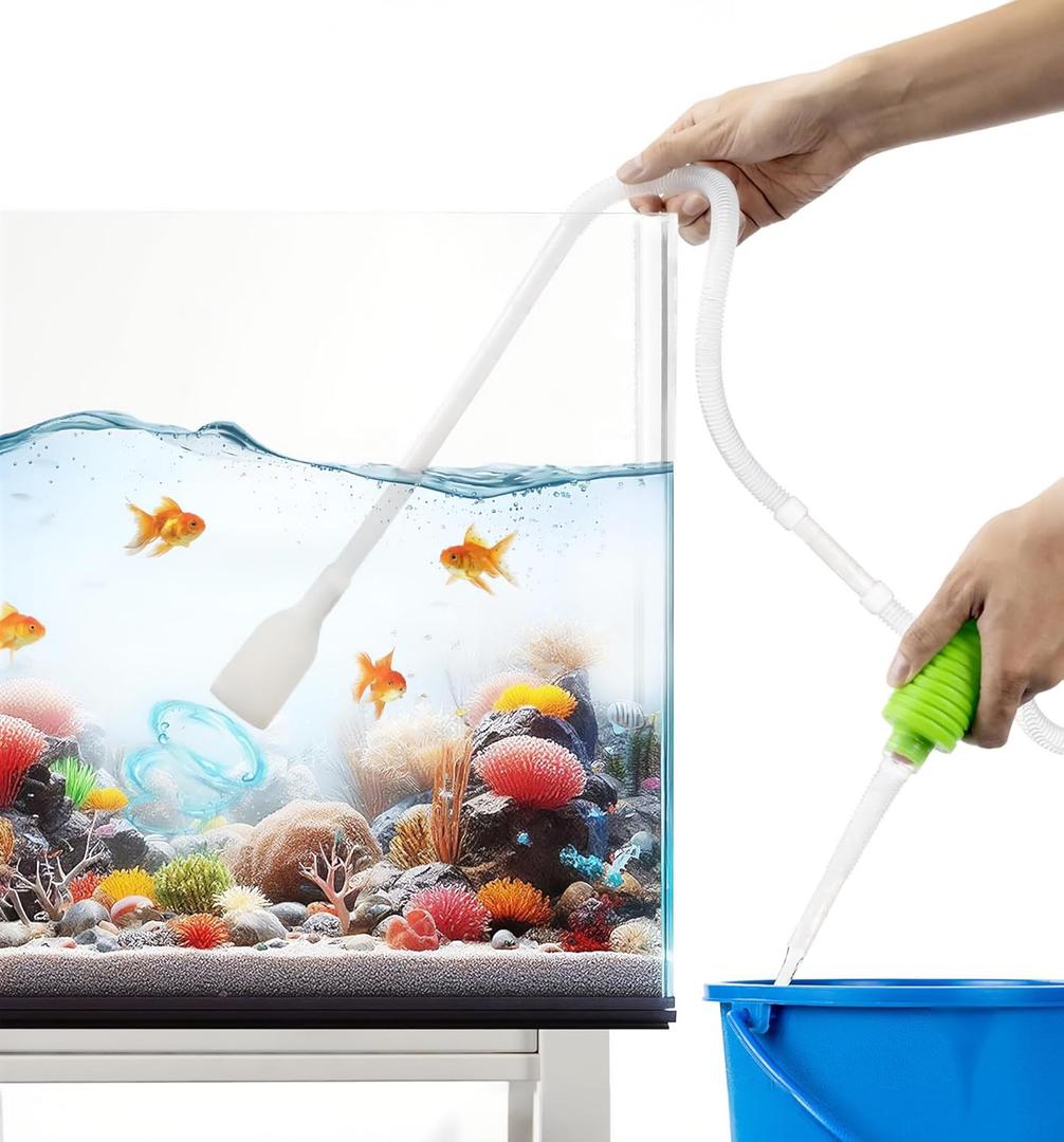 Luigi's Fish Tank Cleaner - Gravel Pump Vacuum for Aquarium - Hand Siphon Hose to Remove and Change Water or Sand in Minutes - Fish Aquarium Accessories, Supplies & Cleaning Tools