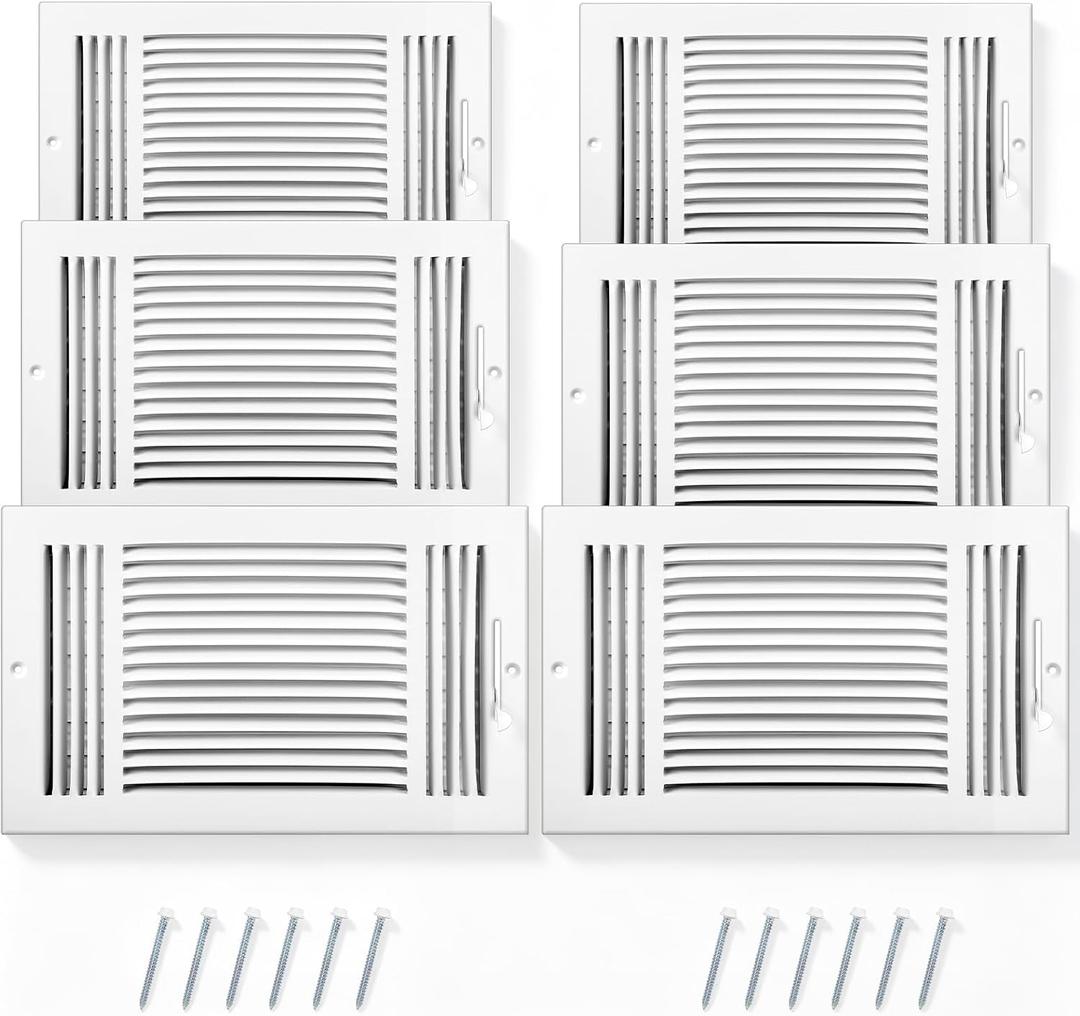 6 Pack Wall Vent Covers Interior Size 14 X 8 Inch, White Steel