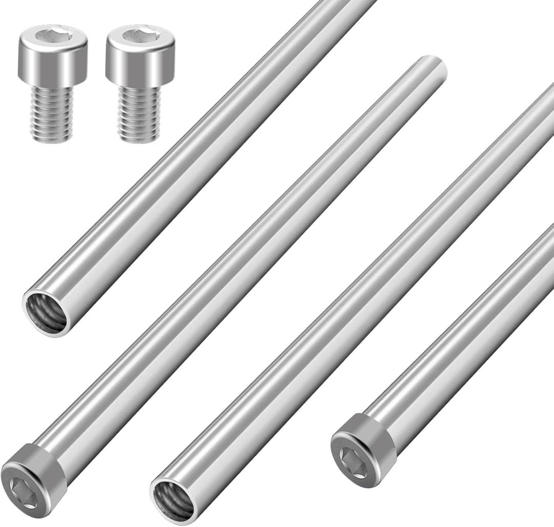 4 PCS Hollow Threaded Tube Stainless Steel 8 Inch Capillary Tube Inner Threaded Rods Studs Round Tubing Metal Straight Pipe Fittings Replacement Accessories with M4 Screws Hardware DIY Repair Part