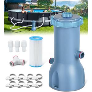 KimFilter Pro Series 1000 GPH Above Ground Pool Filter Pump, Powerful Pool Cartridge Filter Pump, Water Circulation and Filtration System - Improved Water Clarity, Pools Pumps Above Ground-Light Blue