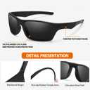IGnaef Polarized Dark Black Sunglasses for Men Women Sport Wrap Around Style Lightweight UV Protection IF1082