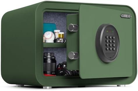 1.0 Cu.ft Digital Safe Box, Home Safe with Keypad, Green | Heavy Duty Solid Steel, Anti-Theft Personal Security Lock Box, for Money Jewelry Valuables, Ideal for Hotel Dorm Office Use