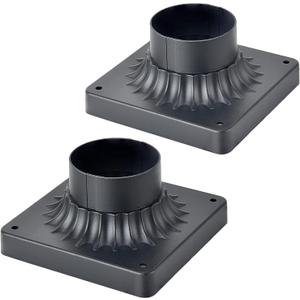 Pier Mount Base 2 Pack,Cast Aluminum Outdoor Post Light Adapter for Deck Porch Patio in Matter Black Finish 5.6" W*5.6" L