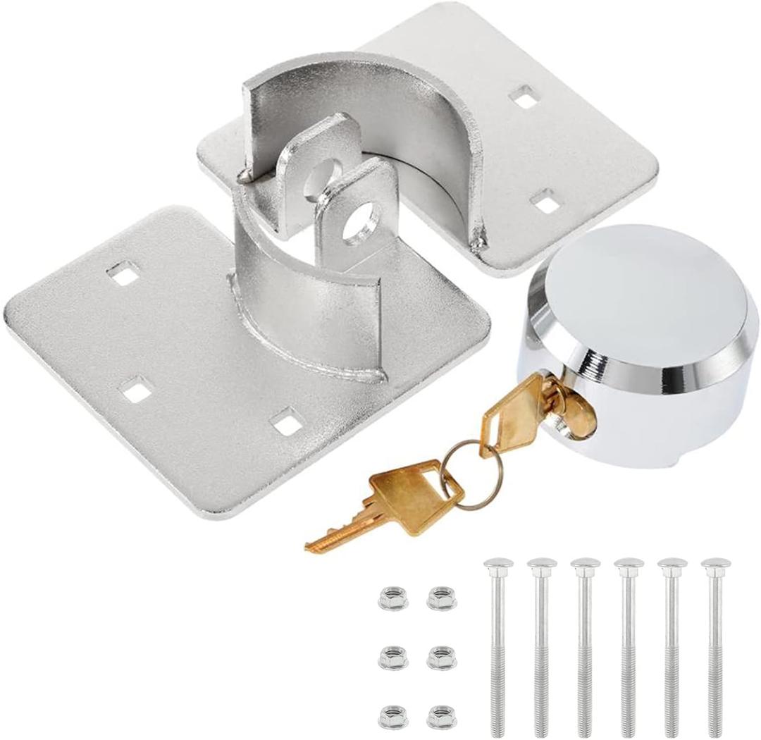 IRONWALLS Hidden Shackle Padlock with Key, 2.87”/ 73mm Steel Heavy Duty Door Lock Keyed Alike with Locking Hasp, 80mm Screws, Fits for Trailers, Trucks, Vehicles, Garage, Shipping Container