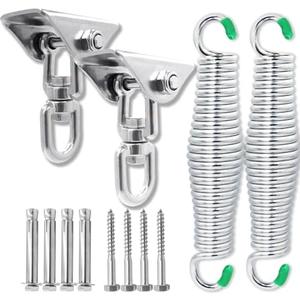 Porch Swing Hanging Kit, Load 1600 lbs, 360 Rotating, Stainless Steel Heavy Duty Hanger Spring for Porch Swing, Hammocks, Sandbags, Yoga, etc. [2 Sets]