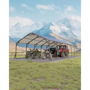 GarveeLife 20'X30'x12' Metal Carport for Multiple Vehicles, Heavy Duty Steel Car Ports, Vertical Roof Design, for All-Weather, for Full-Size Pickup Trucks, Boats, and Tractors (Gray)