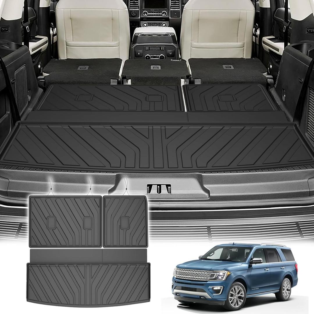 TTX LIGHTING Cargo Liner & Backrest Mat for Ford Expedition 2018-2024 (Not for Max Models) - Custom Fit Rear Trunk Mat All Weather Protection Seat Back Cover