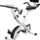 BARWING Stationary Exercise Bike for Home Workout, 5 IN 1 Foldable Indoor Cycling Bike for Seniors, 350LB Capacity, 16-Level Magnetic Resistance, Seat Backrest Adjustments (X2-White)