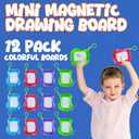 Bedwina Mini Magnetic Drawing Board for Kids - (Pack of 12) Backpack Keychain Clip Drawing Boards, Erasable Doodle Sketch Writing Pad Boys & Girls, Birthday Kids Party Favors